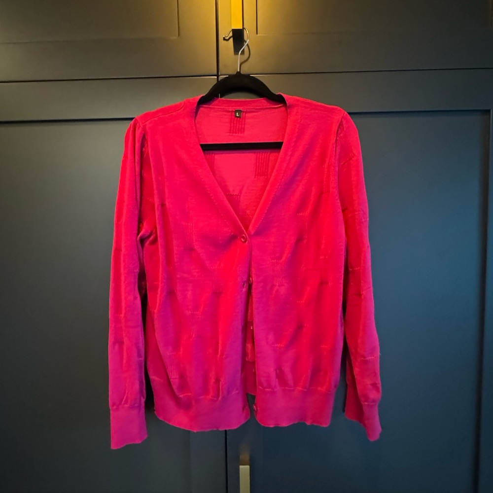 New Hot Pink Cardigan Sweater - Picture 2 of 8